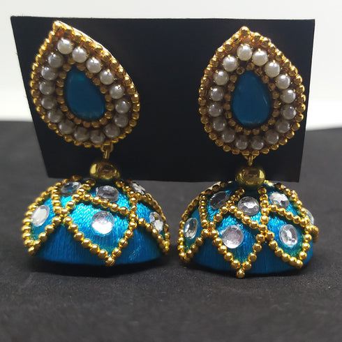 Yellow & Blue Handmade Necklace & Earring Silk Thread Jewellery